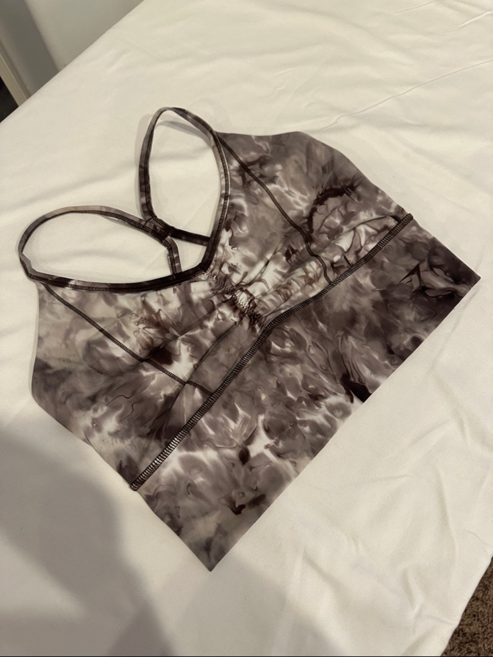 Gymshark Marble Print Sports Bra in Brown & Gray